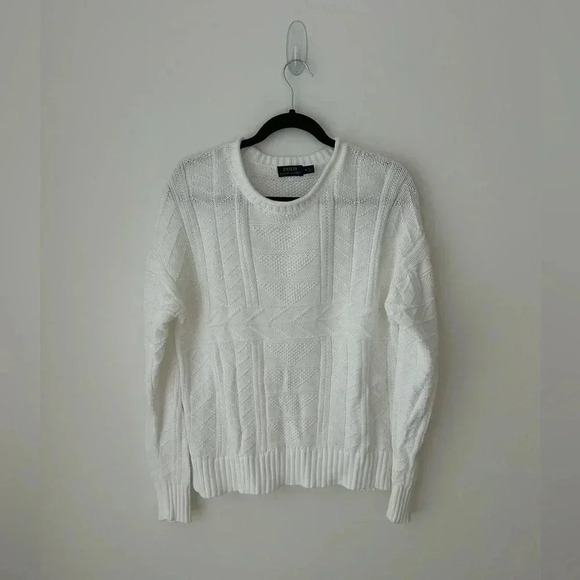 Polo Ralph Lauren white  knit cotton sweater - Picture 1 of 11